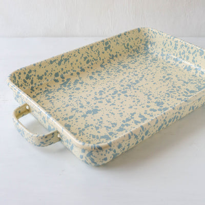 Splatterware Enamel Oven Pan with Handles - Sky Blue