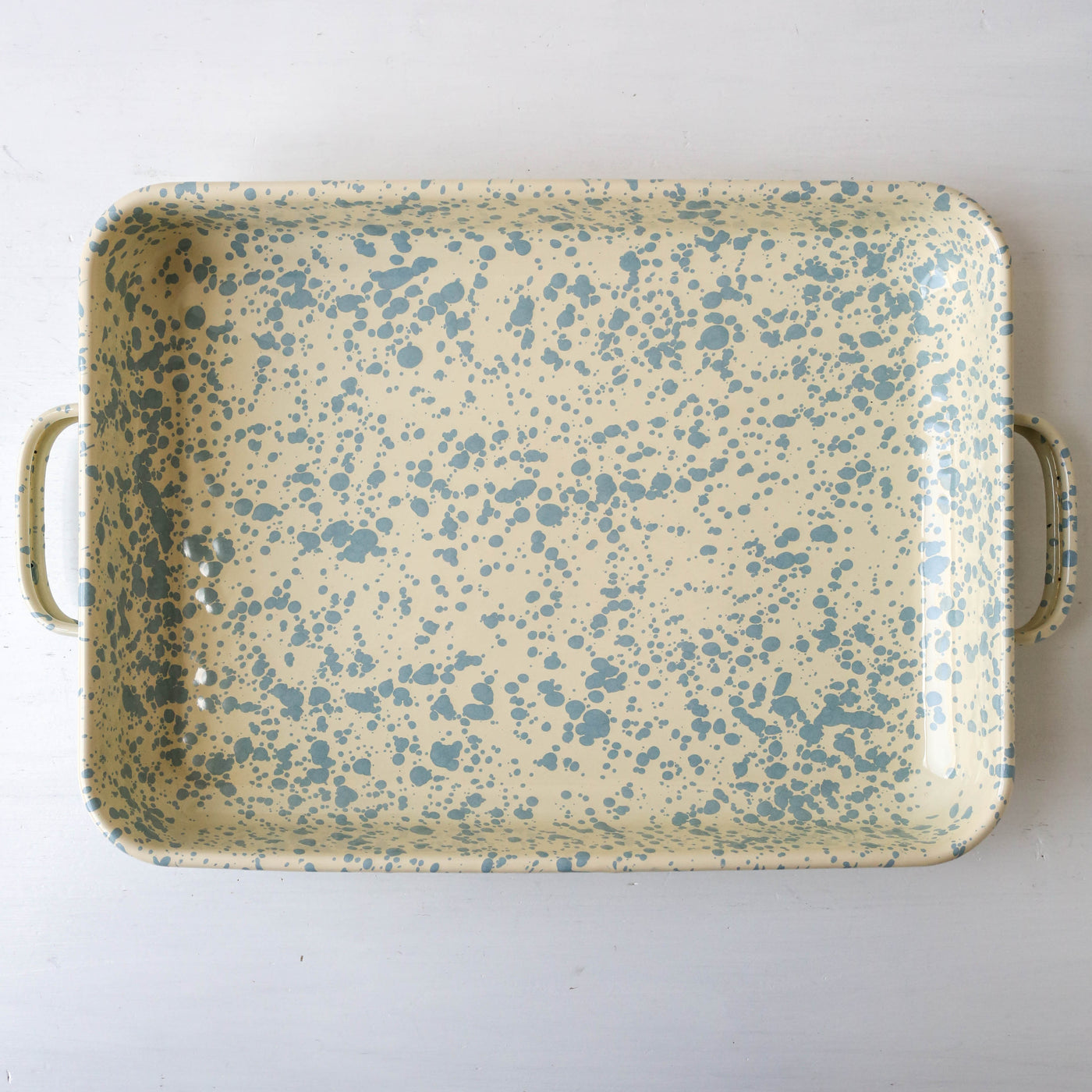 Splatterware Enamel Oven Pan with Handles - Sky Blue