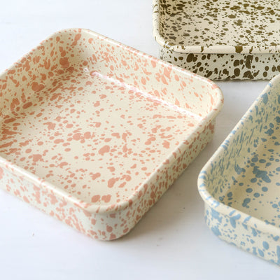 Splatterware Enamel Square Oven Pan - Peachy Pink