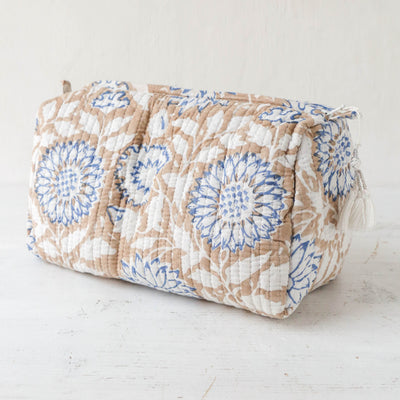 Quilted Cotton Wash Bag - Large