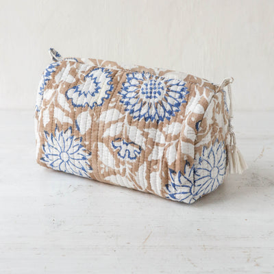 Quilted Cotton Wash Bag - Medium