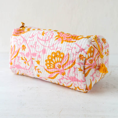 Quilted Cotton Wash Bag - Large