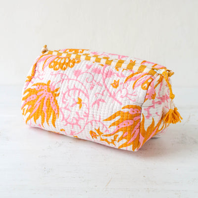 Quilted Cotton Wash Bag - Medium