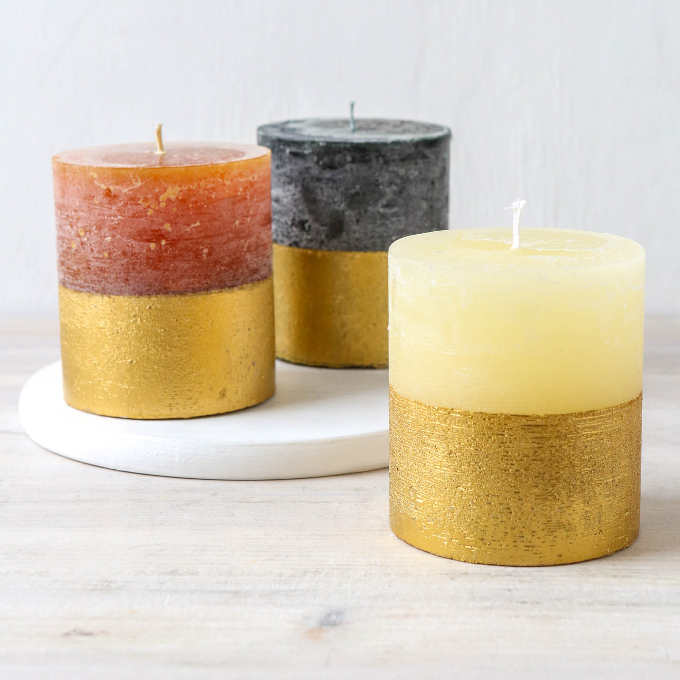 St. Eval Gold Dipped Festive Pillar Candle