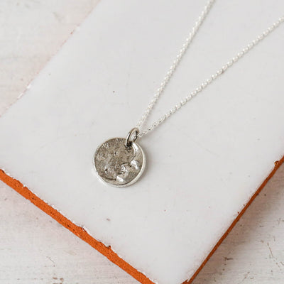 Silver Button Charm Necklace - Moon & Stars