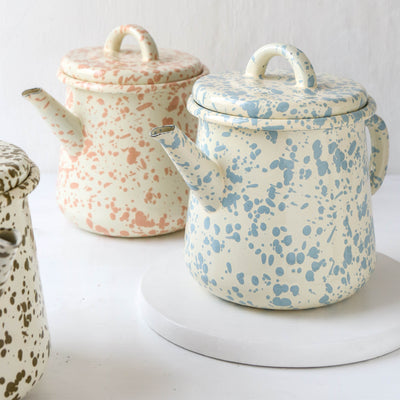 Splatterware Enamel Large Teapot - Peachy Pink