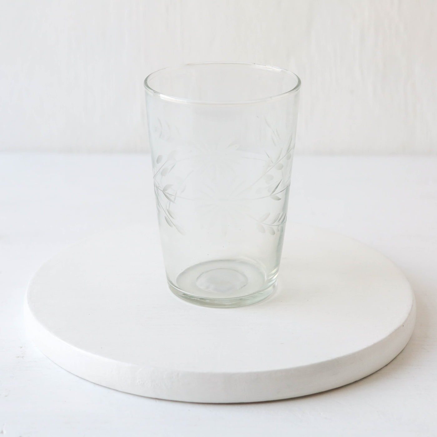 Etched Floral Drinking Glass