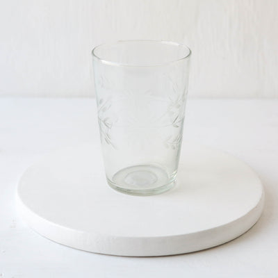 Etched Floral Drinking Glass