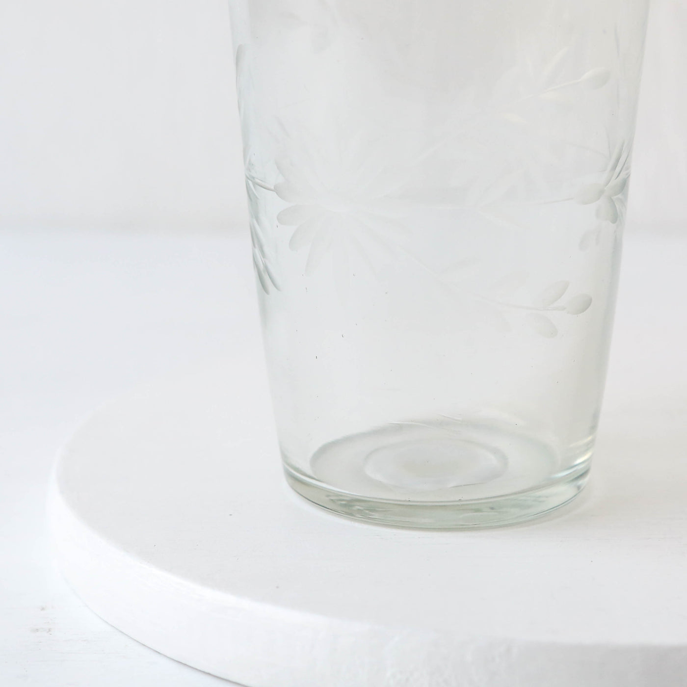 Etched Floral Drinking Glass