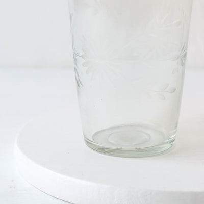 Etched Floral Drinking Glass