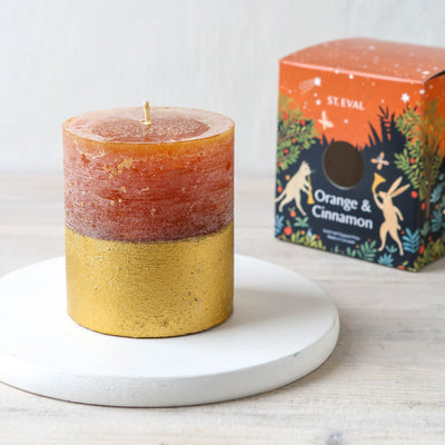 St. Eval Gold Dipped Festive Pillar Candle