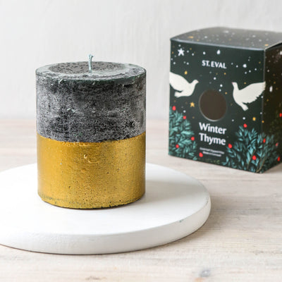 St. Eval Gold Dipped Festive Pillar Candle