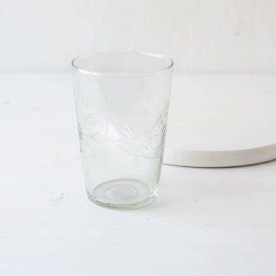 Etched Floral Drinking Glass