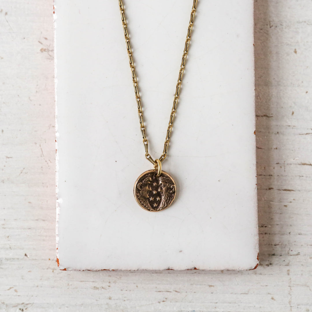 Bronze Heirloom Button Charm Necklace Two Moons – Berylune