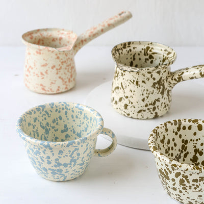 Splatterware Enamel Hot Chocolate Pot - Peachy Pink