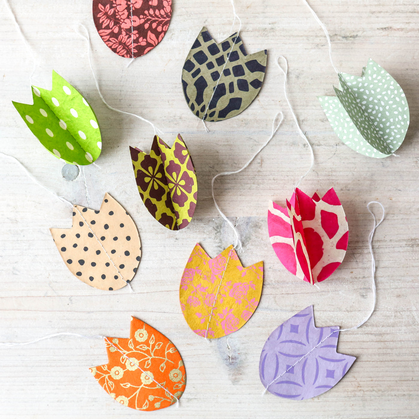 Paper Tulip Ornaments - Pack of 10