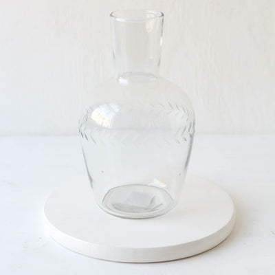 Etched Floral Decanter & Drinking Glass