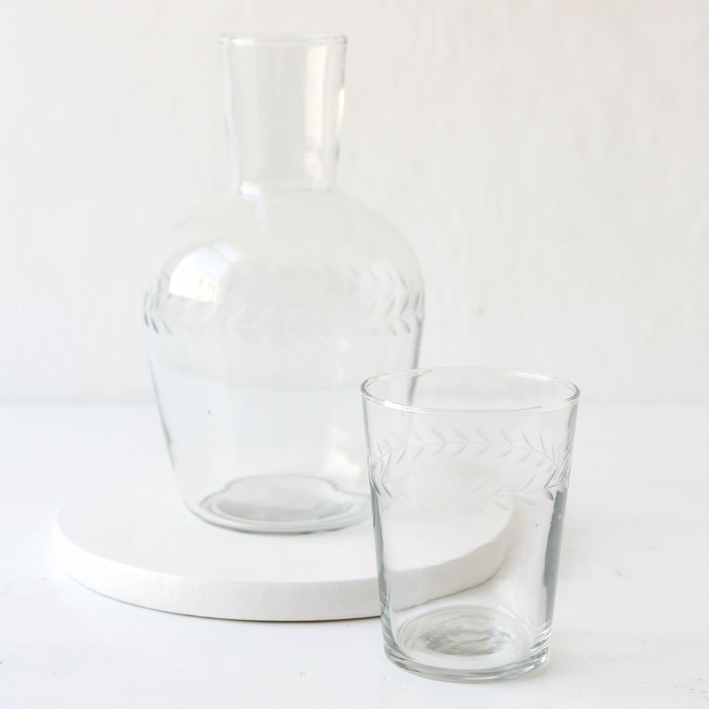 Etched Floral Decanter & Drinking Glass