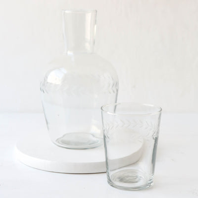 Etched Floral Decanter & Drinking Glass