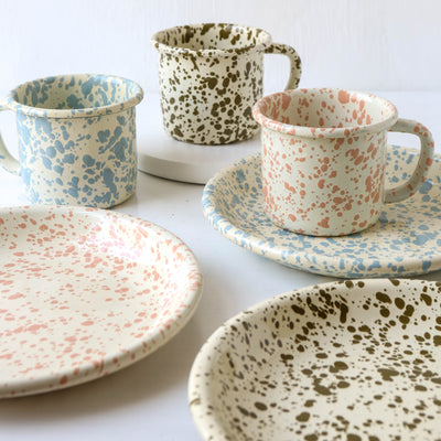 Splatterware Enamel Side Plate - Sky Blue
