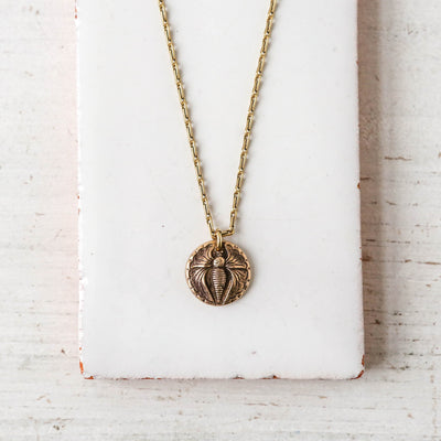 Bronze Heirloom Button Charm Necklace - Moth