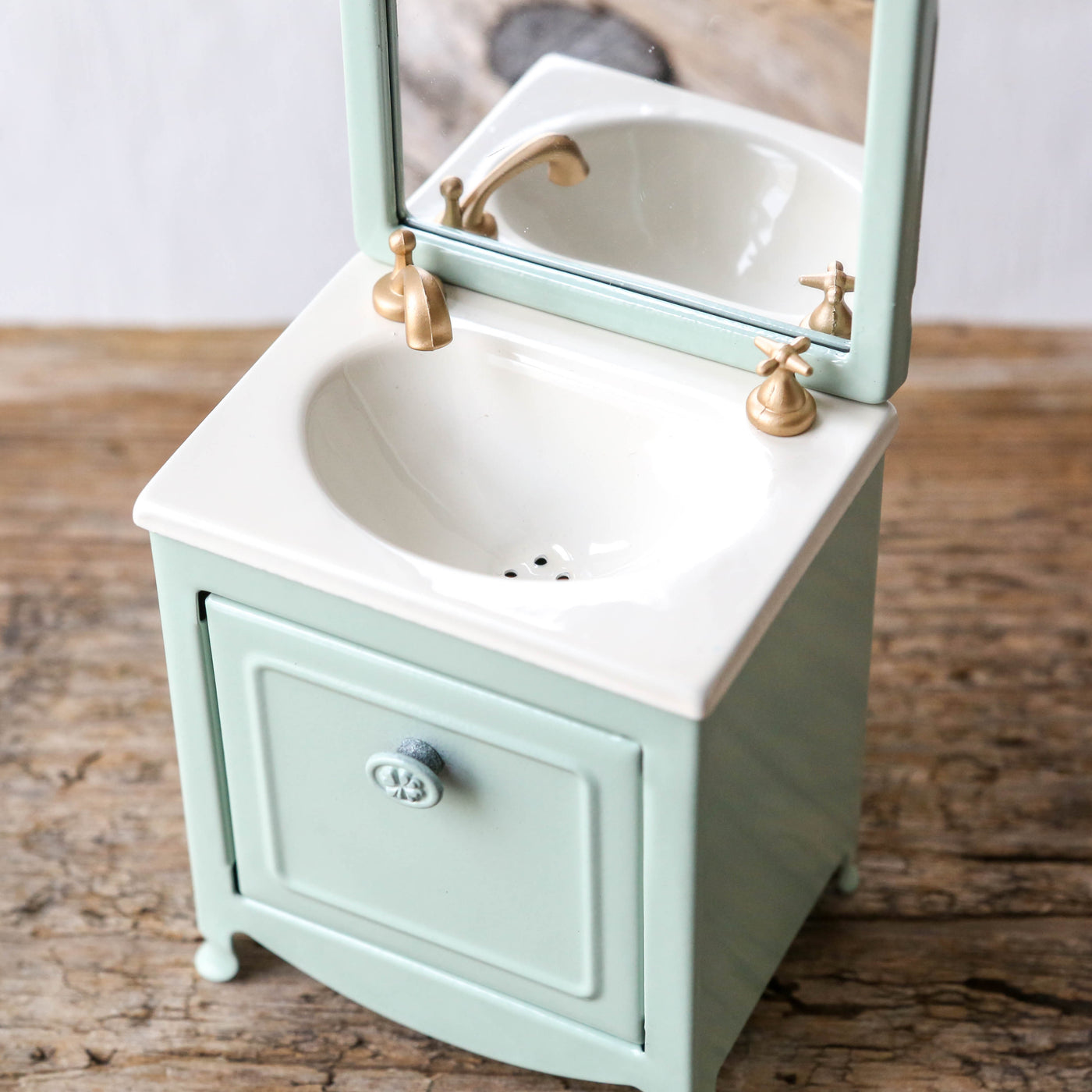 Maileg Sink Dresser with Mirror - Dark Mint