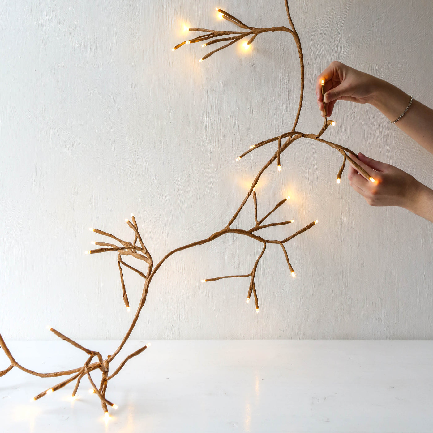 2.5m Illuminated Winter Ivy Branch, Mains & Solar Powered