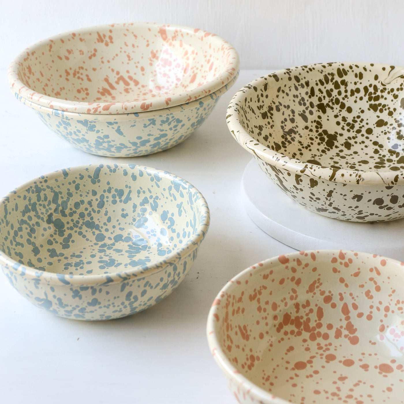 Splatterware Enamel Cereal Bowl - Peachy Pink