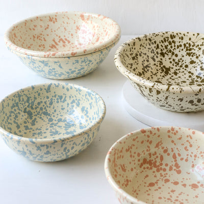 Splatterware Enamel Cereal Bowl - Peachy Pink