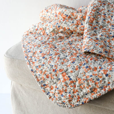 Orange & Blue Floral Cotton Quilt