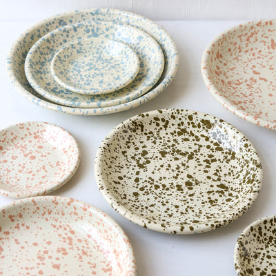Splatterware Enamel Pasta Plate - Peachy Pink