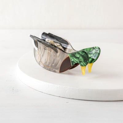 Hand Painted Cellulose Hair Claw - Mallard Duck
