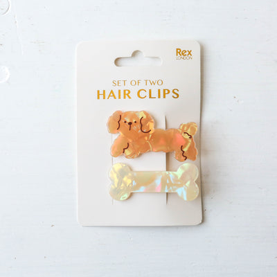 Dog & Bone Hair Clips - Set of 2