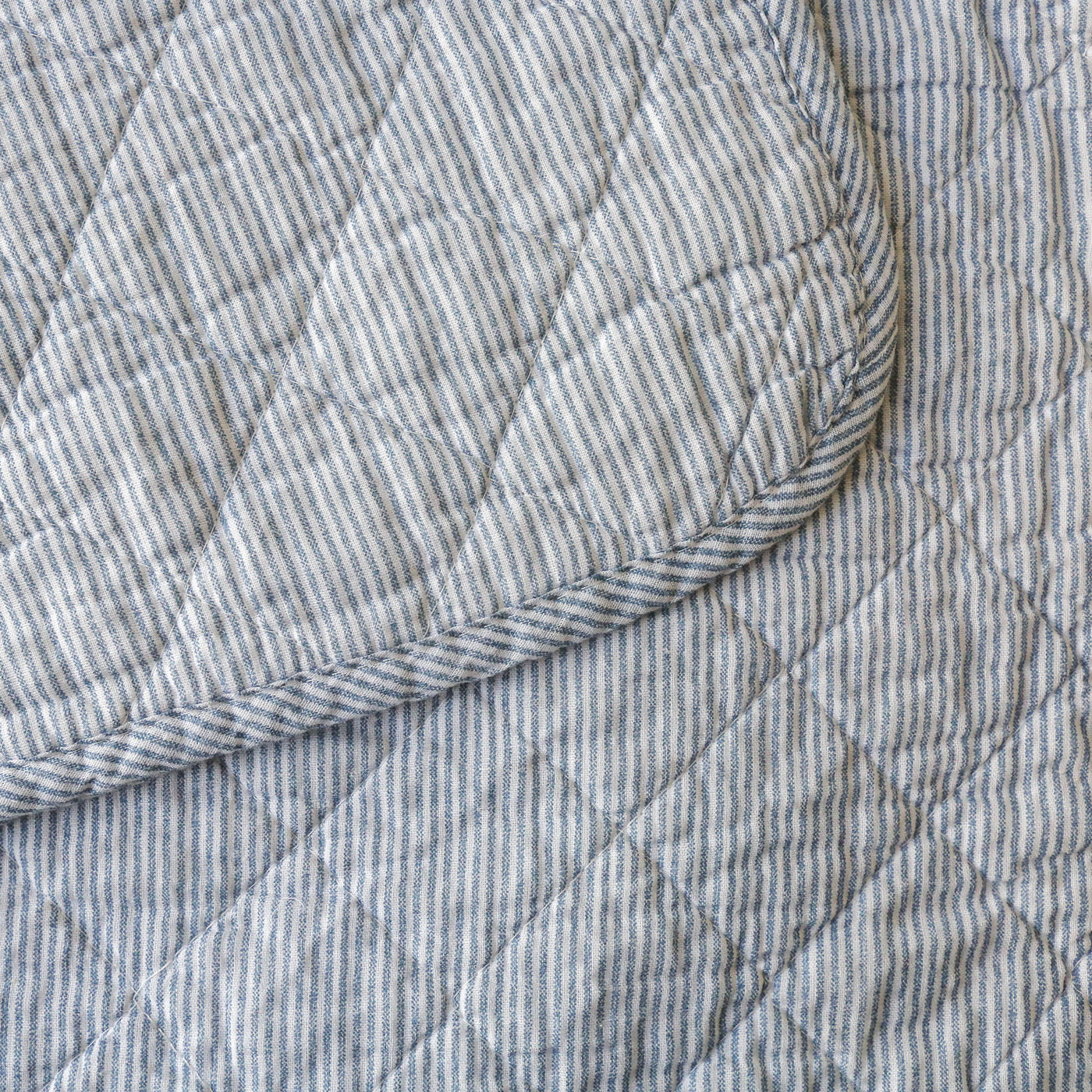Blue & White Ticking Stripe Cotton Quilt