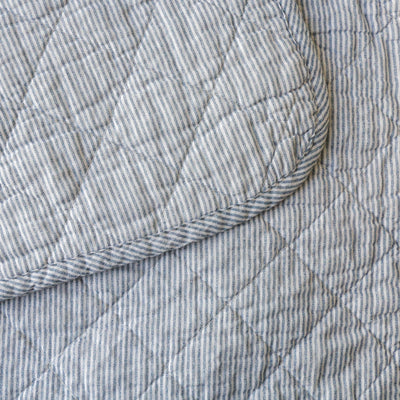 Blue & White Ticking Stripe Cotton Quilt