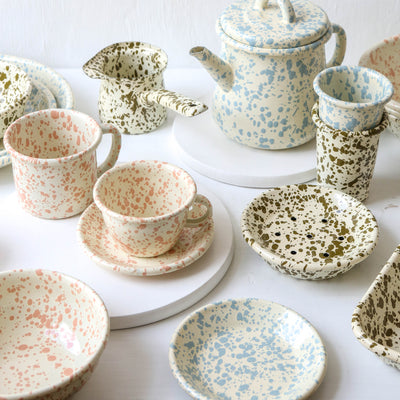 Splatterware Enamel Cereal Bowl - Olive Green