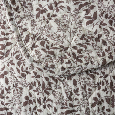 Milky Brown Leaf Frond Cotton Quilt