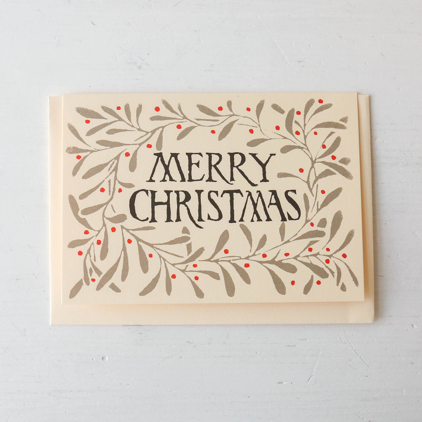 Pack of 10 Merry Christmas Wreath Cards - Grey