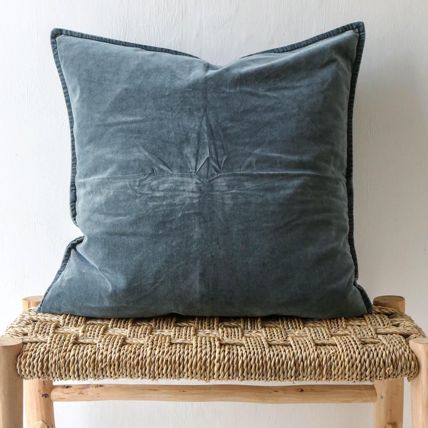 Cotton Velvet Cushion Cover - Chalk Blue