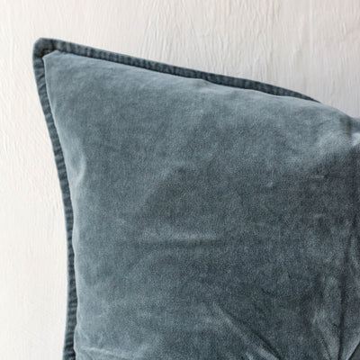Cotton Velvet Cushion Cover - Chalk Blue