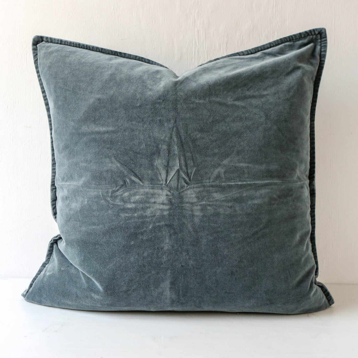 Cotton Velvet Cushion Cover - Chalk Blue