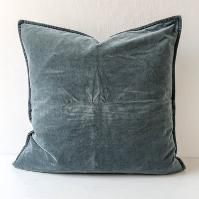 Cotton Velvet Cushion Cover - Chalk Blue