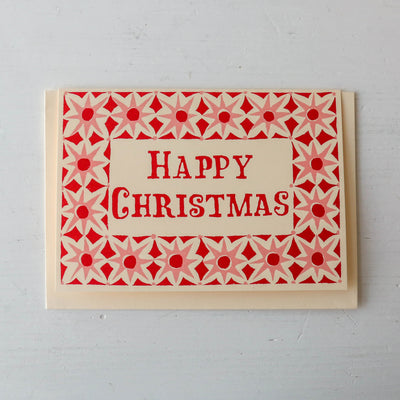 Pack of 10 Alhambra Happy Christmas Cards - Pink