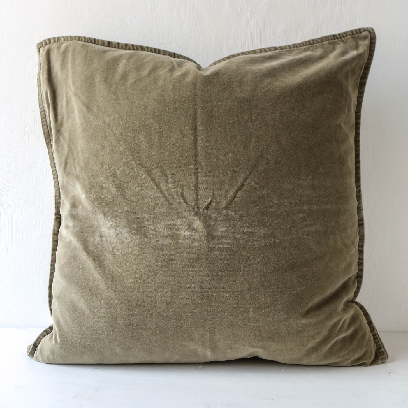Cotton Velvet Cushion Cover - Eucalyptus Green