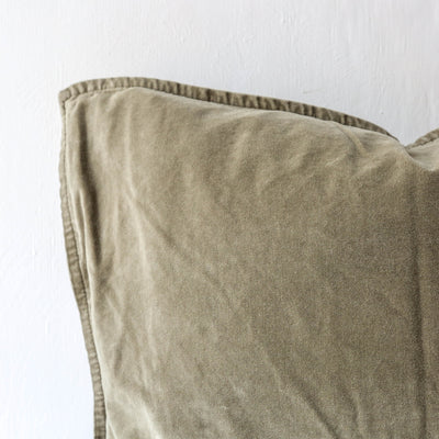 Cotton Velvet Cushion Cover - Eucalyptus Green