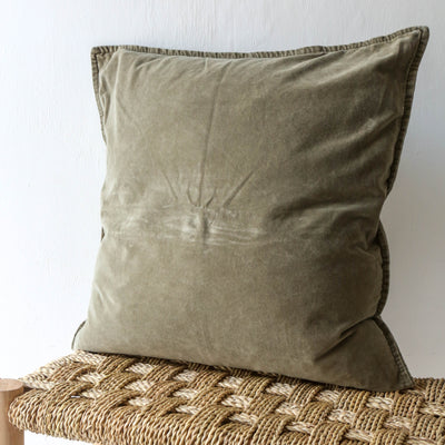 Cotton Velvet Cushion Cover - Eucalyptus Green