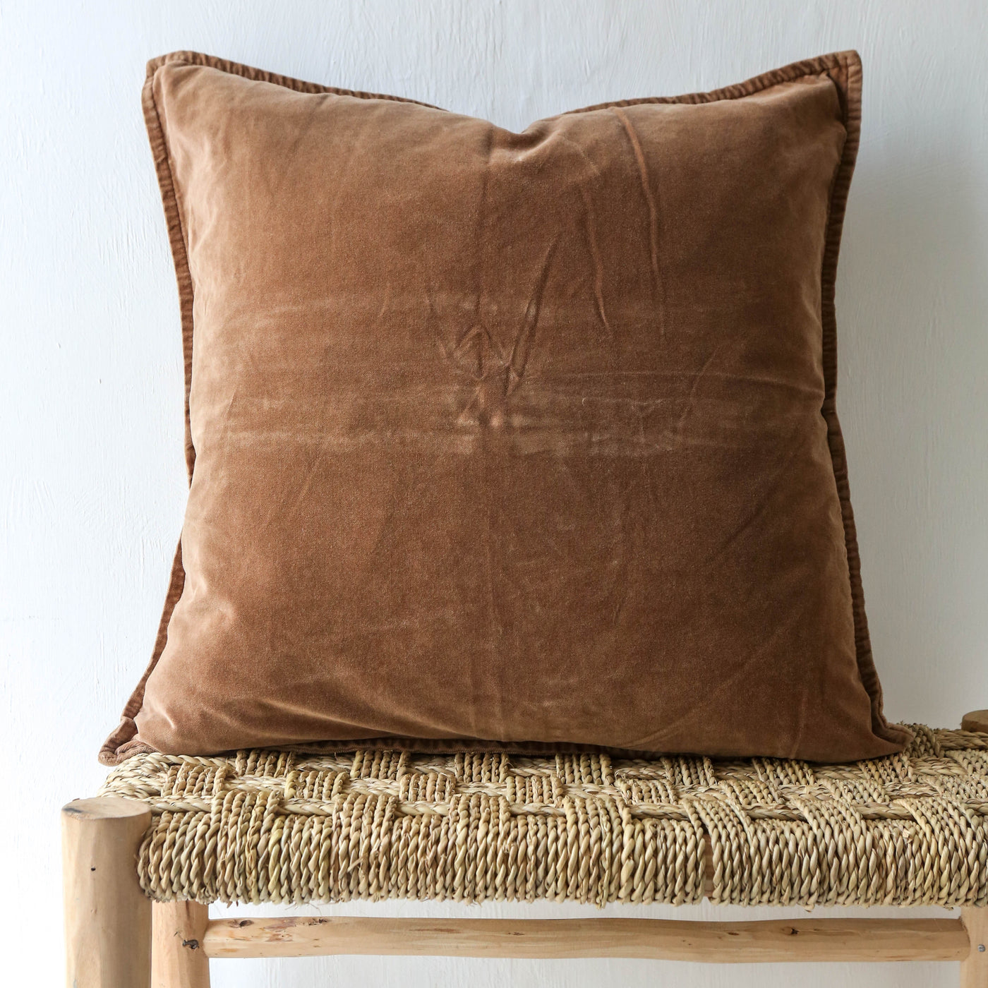 Cotton Velvet Cushion Cover - Camel