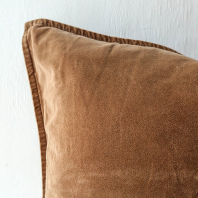 Cotton Velvet Cushion Cover - Camel
