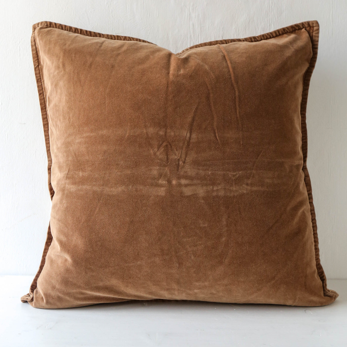 Cotton Velvet Cushion Cover - Camel
