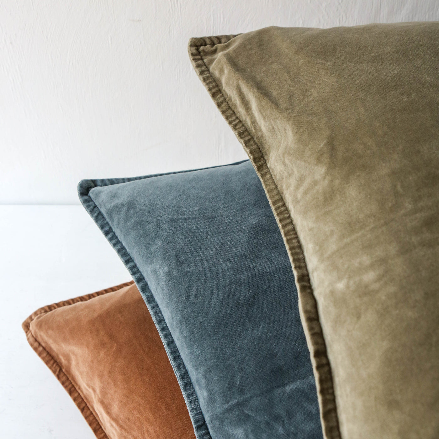 Cotton Velvet Cushion Cover - Chalk Blue